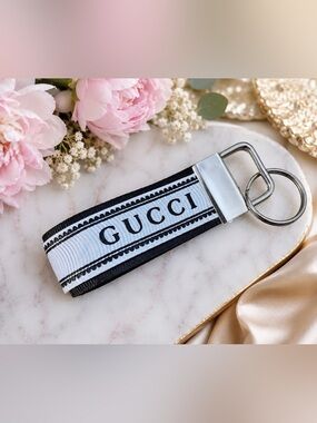 Upcycled Gucci Ribbon Keychain with Gift Box